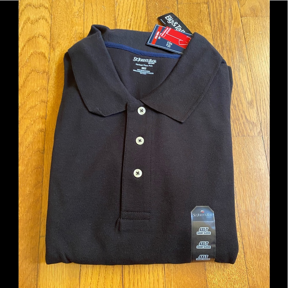 St. John’s Bay Black Short Sleeve Polo (4XLT)